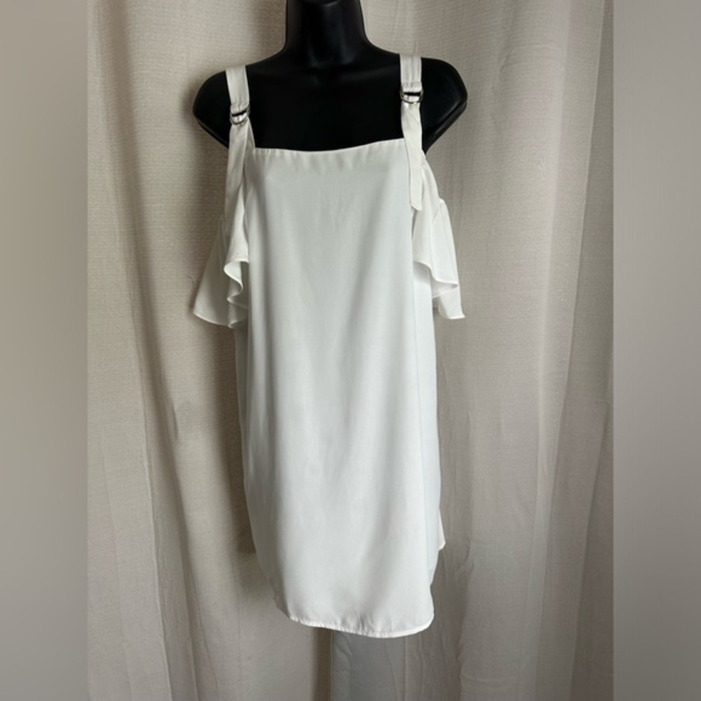 Forever 21 Cream Cold Shoulder Ruffle Mini Dress Cream Small NWT